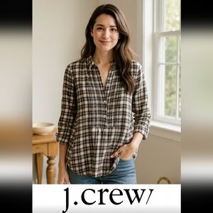 j.crew soft plaid tunic 100% cotton. womens small EUC